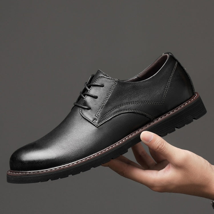 Round Head Solid Color First Layer Cowhide Casual Shoes for Men, 36, 37, 38, 39, 40, 41, 42, 43, 44, 45, 46, 47, 48