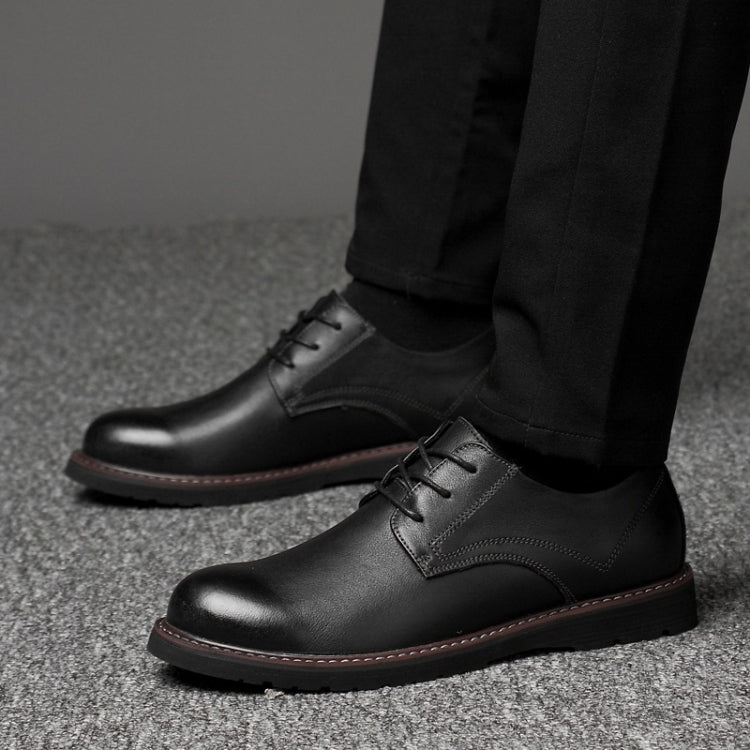 Round Head Solid Color First Layer Cowhide Casual Shoes for Men, 36, 37, 38, 39, 40, 41, 42, 43, 44, 45, 46, 47, 48