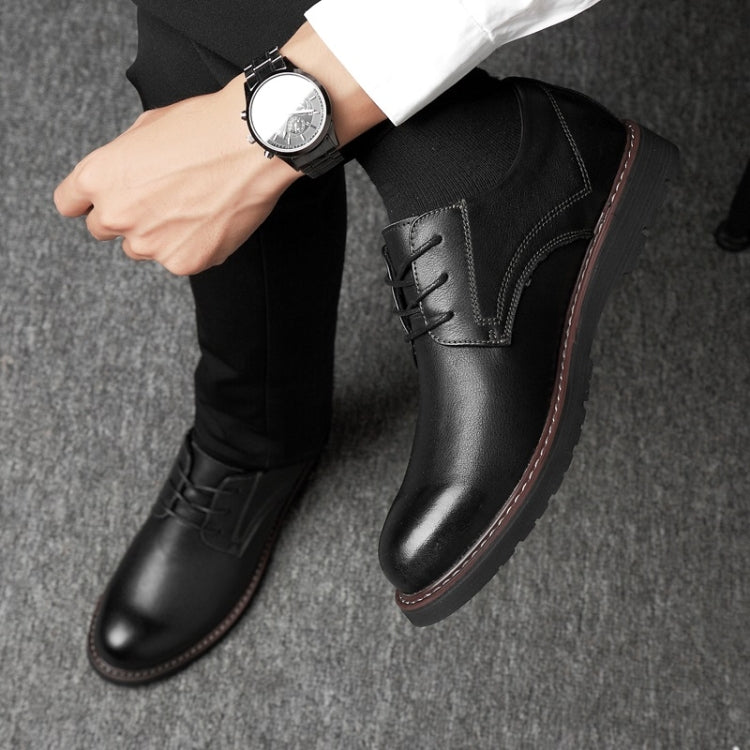 Round Head Solid Color First Layer Cowhide Casual Shoes for Men, 36, 37, 38, 39, 40, 41, 42, 43, 44, 45, 46, 47, 48