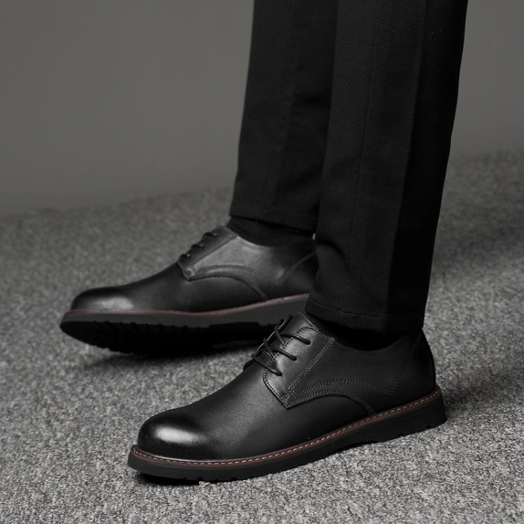Round Head Solid Color First Layer Cowhide Casual Shoes for Men, 36, 37, 38, 39, 40, 41, 42, 43, 44, 45, 46, 47, 48