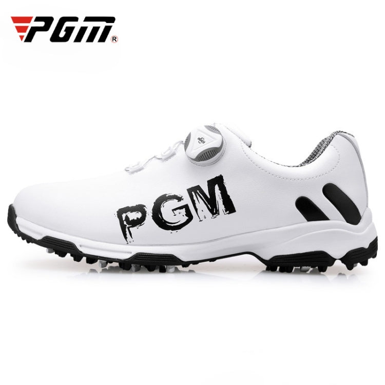 PGM Golf Rotating Buckle Waterproof Microfiber Leather Breathable Non-slip Sneakers for Men(Color:White Green Size:45), 39, 40, 41, 42, 43, 44, 45