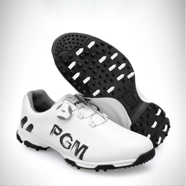 PGM Golf Rotating Buckle Waterproof Microfiber Leather Breathable Non-slip Sneakers for Men(Color:White Green Size:45), 39, 40, 41, 42, 43, 44, 45