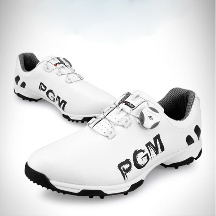 PGM Golf Rotating Buckle Waterproof Microfiber Leather Breathable Non-slip Sneakers for Men(Color:White Green Size:45), 39, 40, 41, 42, 43, 44, 45