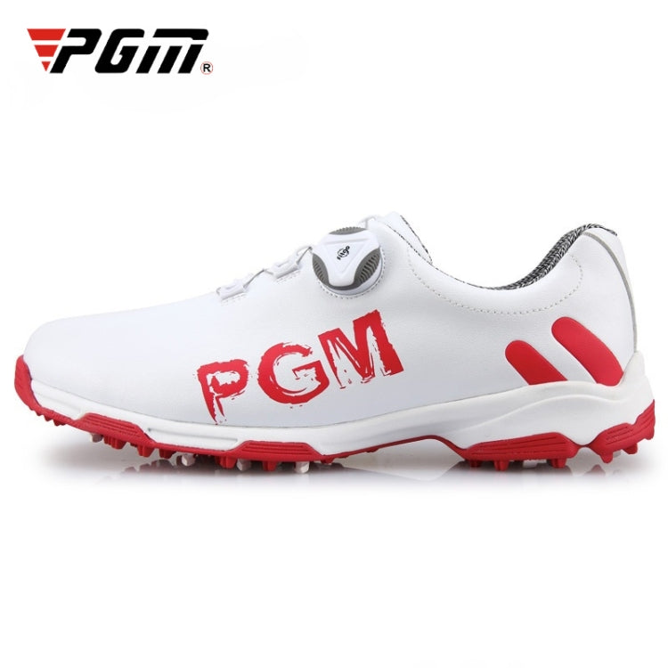 PGM Golf Rotating Buckle Waterproof Microfiber Leather Breathable Non-slip Sneakers for Men(Color:White Green Size:45), 39, 40, 41, 42, 43, 44, 45
