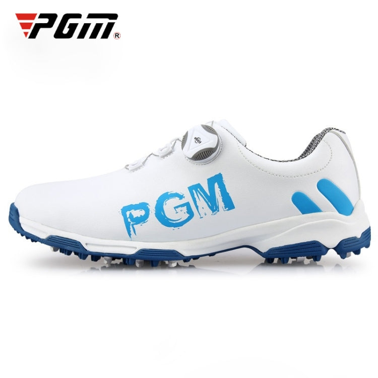 PGM Golf Rotating Buckle Waterproof Microfiber Leather Breathable Non-slip Sneakers for Men(Color:White Green Size:45), 39, 40, 41, 42, 43, 44, 45
