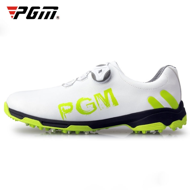PGM Golf Rotating Buckle Waterproof Microfiber Leather Breathable Non-slip Sneakers for Men(Color:White Green Size:45), 39, 40, 41, 42, 43, 44, 45