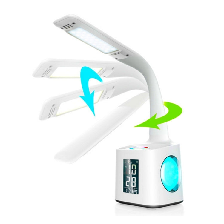 10W Touch Control 3-speed Adjustment Light DimmableEye Protection Table Lamp Coloured Night Light with Pen Holder & Alarm Clock