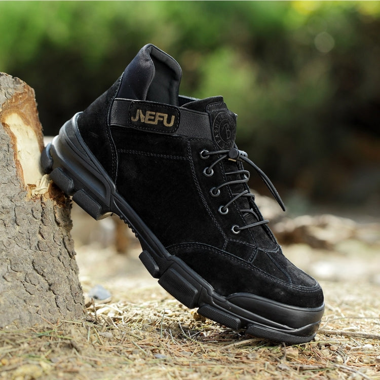 Jiefu Anti Smashing, Anti Piercing, Waterproof And Oil Resistant Electric Welding High Top Safety Shoes (Color:Sand Color Size:46), 36, 37, 38, 39, 40, 41, 42, 43, 44, 45, 46