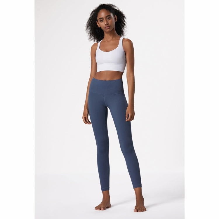 Skin Friendly Nude Sports Bra Cross Back Shockproof Fitness Vest (Color:Gray Blue Size:XL), S, M, L, XL