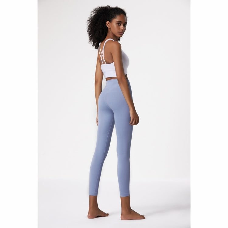 Skin Friendly Nude Sports Bra Cross Back Shockproof Fitness Vest (Color:Gray Blue Size:XL), S, M, L, XL