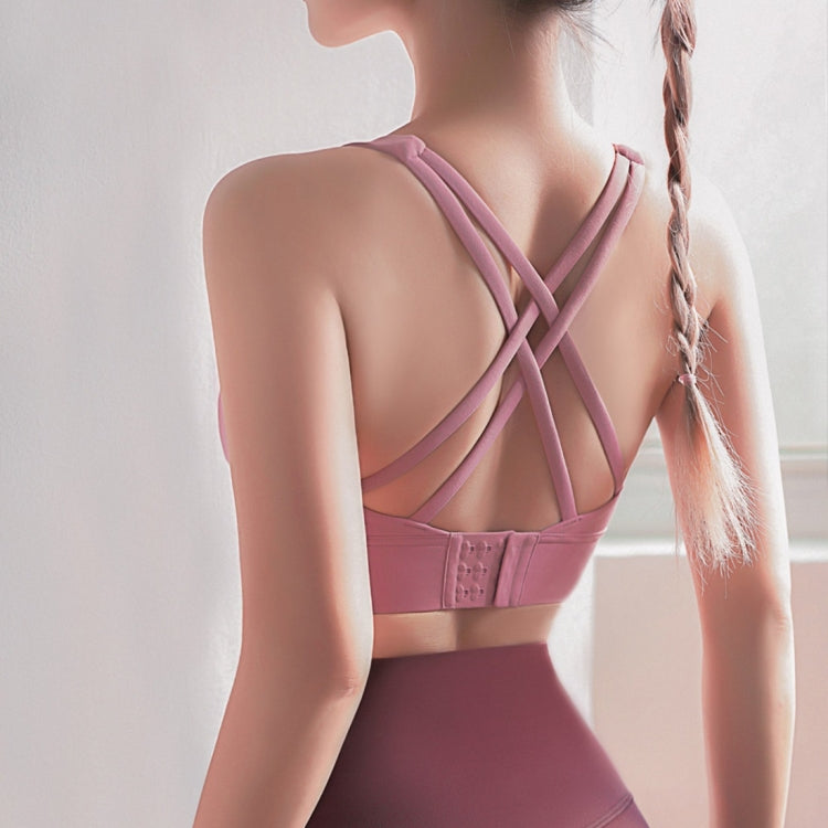 No Trace Buckle Peach Chest Line Yoga Sports Vest (Color:Palm Court Size:XL), L, XL, S, M
