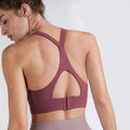 Y-shaped Wide Shoulder Belt Geometric Hollow Out Shockproof Nude Yoga Sports Underwear (Color:Smoky Blush Size:XL), S, M, L, XL