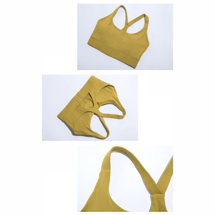 Y-shaped Wide Shoulder Belt Geometric Hollow Out Shockproof Nude Yoga Sports Underwear (Color:Smoky Blush Size:XL), S, M, L, XL