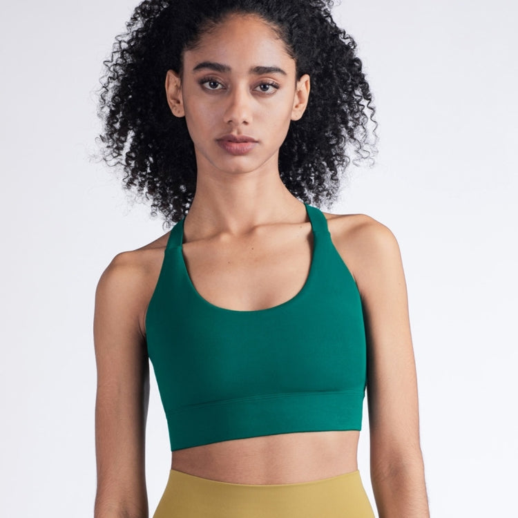 Y-shaped Wide Shoulder Belt Geometric Hollow Out Shockproof Nude Yoga Sports Underwear (Color:Smoky Blush Size:XL), S, M, L, XL