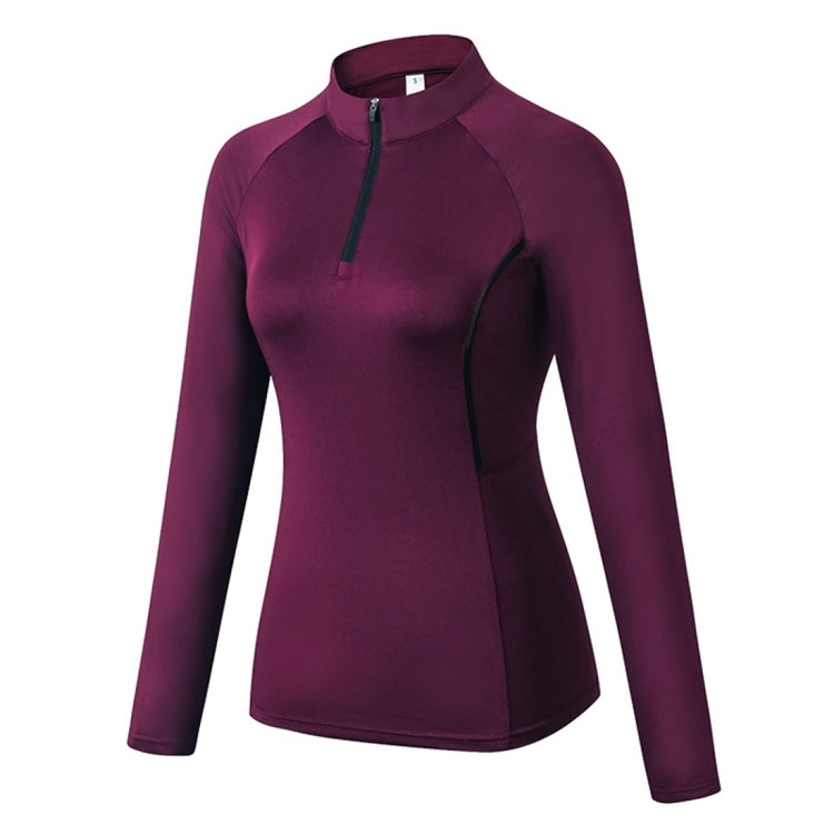 Autumn And Winter Fitness Running Yoga High Elastic Tights Quick Drying Stand Collar Sweater (Color:Pink Size:XL), S, M, L, XL, XXL