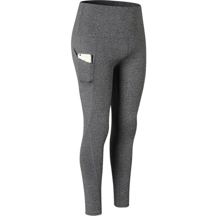 Super High Waist Slant Pocket Stretch Quick Drying Tights (Color:Colorful Gray Size:L), S, M, L, XL, XXL