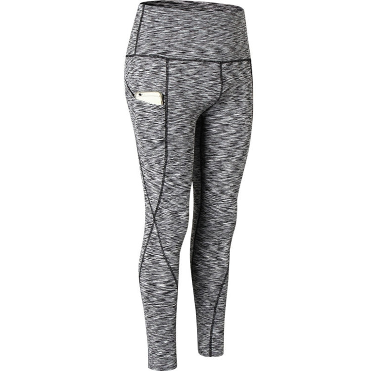 Super High Waist Slant Pocket Stretch Quick Drying Tights (Color:Colorful Gray Size:L), S, M, L, XL, XXL