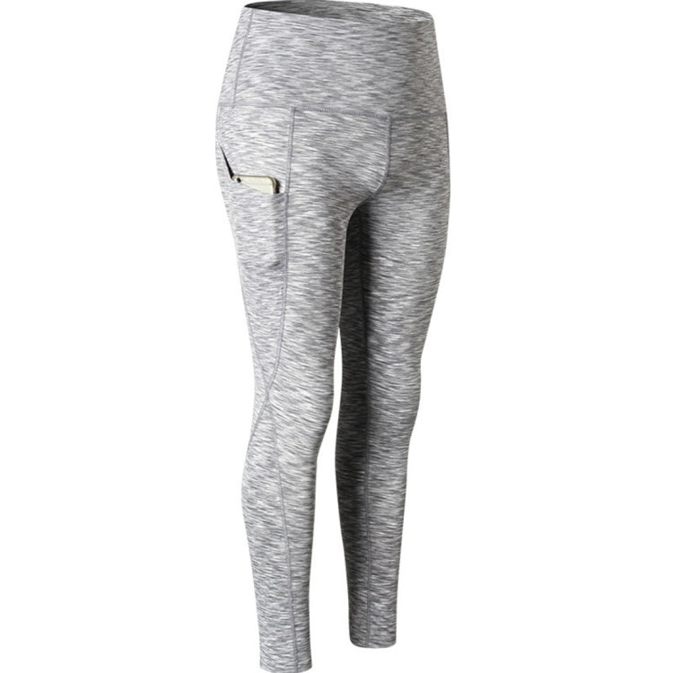 Super High Waist Slant Pocket Stretch Quick Drying Tights (Color:Colorful Gray Size:L), S, M, L, XL, XXL