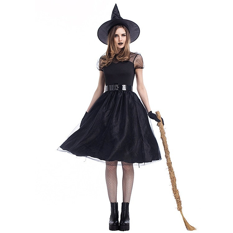 Cosplay Costume Black Gauze Witch Costume Temperament Night Ghost Game Costume, M, L, XL, XXL, XXXL