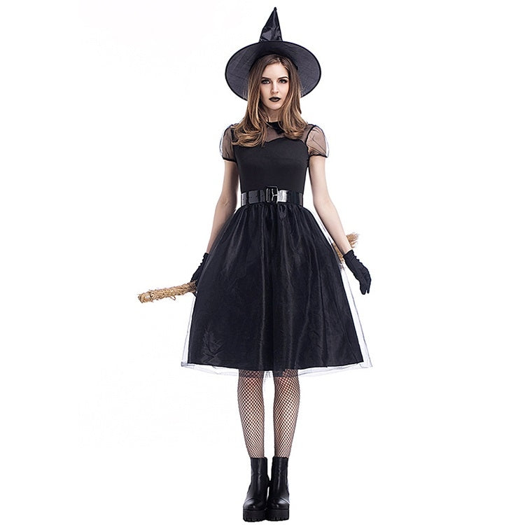 Cosplay Costume Black Gauze Witch Costume Temperament Night Ghost Game Costume, M, L, XL, XXL, XXXL