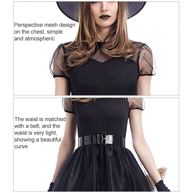 Cosplay Costume Black Gauze Witch Costume Temperament Night Ghost Game Costume, M, L, XL, XXL, XXXL